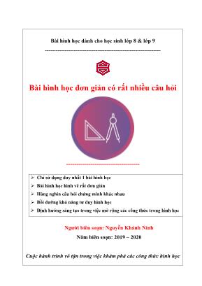 Bài hình đơn giản có rất nhiều câu hỏi - Năm học 2019-2020 - Nguyễn Khánh Ninh